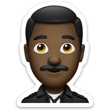 black man with a mustache and nose ring dressed in black as a detective sticker