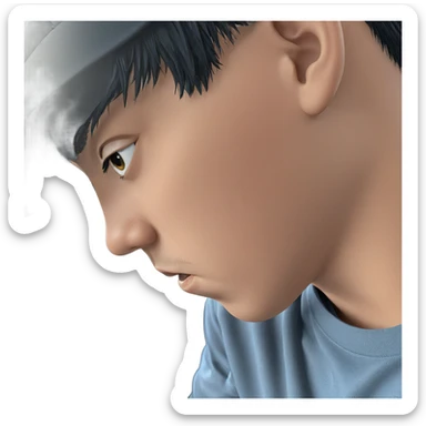 boy with black hair close-up sticker