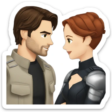 Bucky Barnes with Natasha Romanoff sticker
