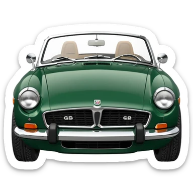 1977 British racing green Mgb roadster chrome bumper wire wheels sticker