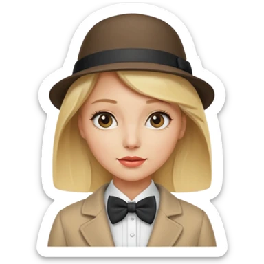 Bow Ties, Coats, and hat, lady, modern, blonde sticker