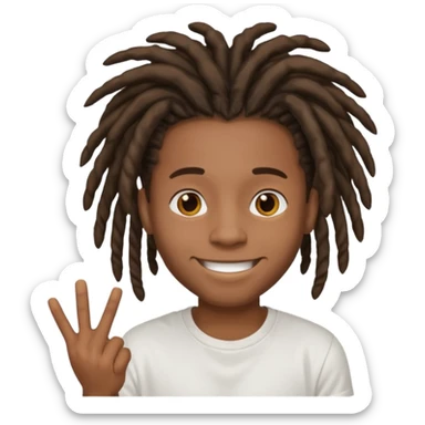 a black boy with a dreadlocks and a white t shirt sticker