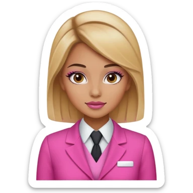 Flight attendant with pink outfit tan skin ombré brown and blonde hair pretty makeup sticker