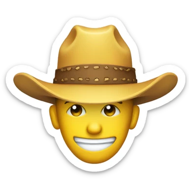 Cowboy hat, winking, yellow face sticker