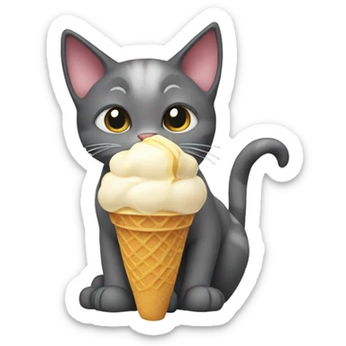 Cat eating ice cream sticker