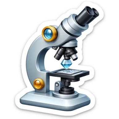 An icon featuring a microscope, a metal alloy, and a crystal structure, symbolizing materials science. The design includes different materials like metals, ceramics, and polymers, representing the study of material properties and innovations. Transparent background highlights material research sticker
