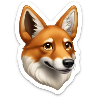 A fox-looking dog with sable fur, long nose and pointy ears sticker