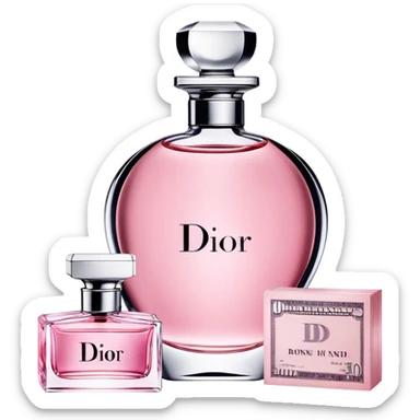 “Dior perfume and pink money. sticker