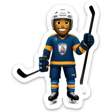 Hockey player with a padlock around their body sticker