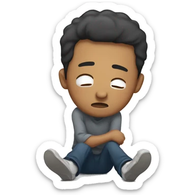 The man who is crying on the floor sticker