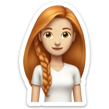 Girl, ginger straight shoulder long straight hair, brown eyes  sticker