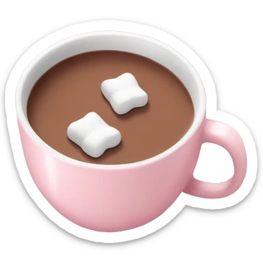 Light Pink mug of hot chocolate with marshmallows  sticker