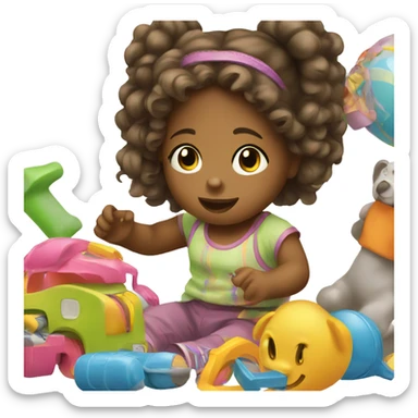 Toddler girl playing with toys  sticker