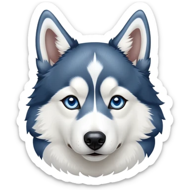 Black and White Husky with one blue eye sticker