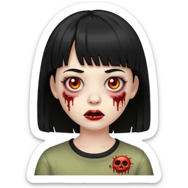 zombie emoji girl with short bangs and black hair sticker