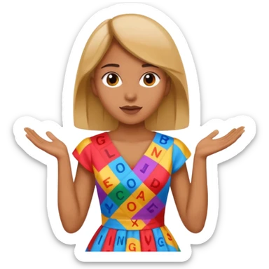 a woman is talking and English letters are coming out sticker