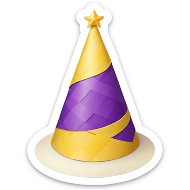 simple birthday hat, yellow with purple zigzags sticker