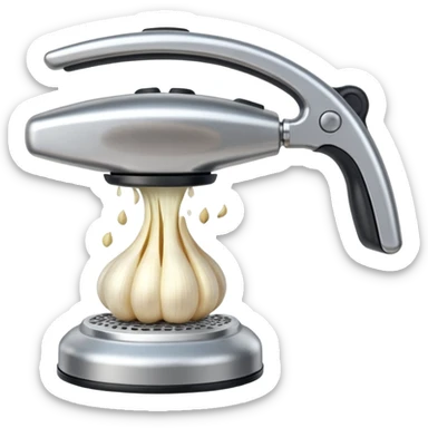 garlic being pressed in a garlic press sticker