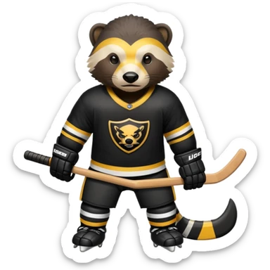 Honey badger playing hockey sticker