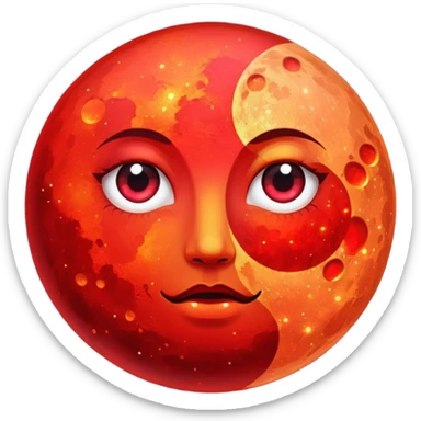 glitter red blood moon sticker