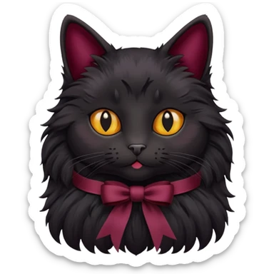 Black cat with burgundy 🎀 sticker