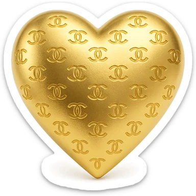 Chanel heart, elegant gold icon style, with subtle Chanel logo pattern sticker