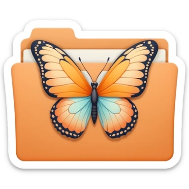 pastel orange file folder with butterfly on the cover sticker