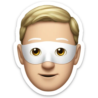 mark Zuckerberg with a pointy white mask sticker