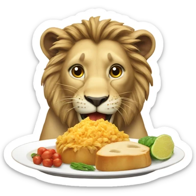 Lion eating sticker