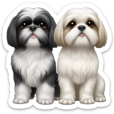 Shitz Tzu Beautiful two big faces black and white Puppies sticker