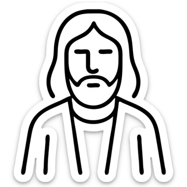 Jesus Christ figure with long hair and beard, wearing robes sticker