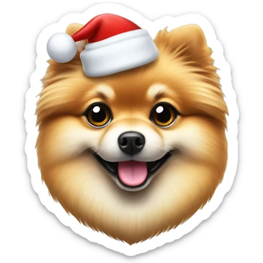 Cute Pomeranian with Christmas hat sticker