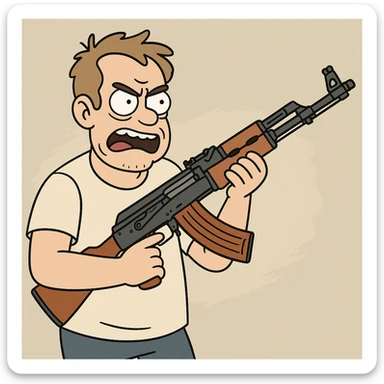 cartoon style AK-47 assault rifle sticker