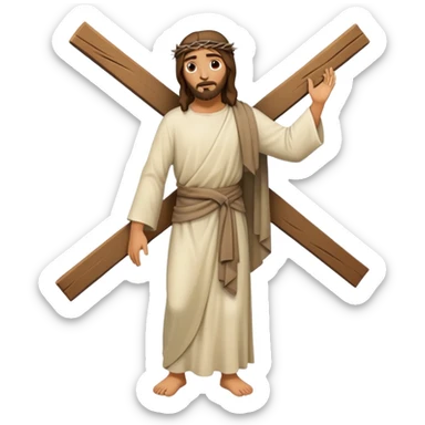 Jesus carrying the cross, fullbody, minimal details sticker