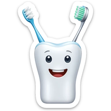 toothbrush with toothpaste and sparkling clean teeth, simple and cute sticker
