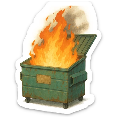 a dumpster fire sticker