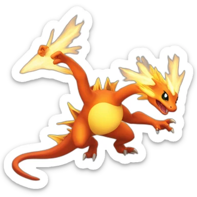 dracaufeu de pokemon jouant avec du feux sticker