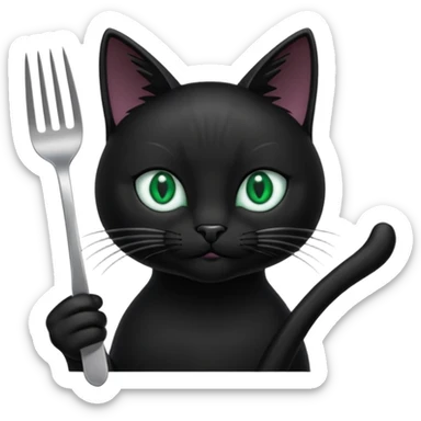 Black Cat with fork sticker