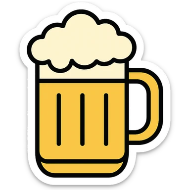 beer mug icon, simple and recognizable, modern icon style, clean lines sticker