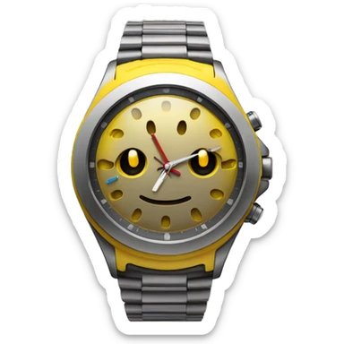 wristwatch on a yellow hand sticker