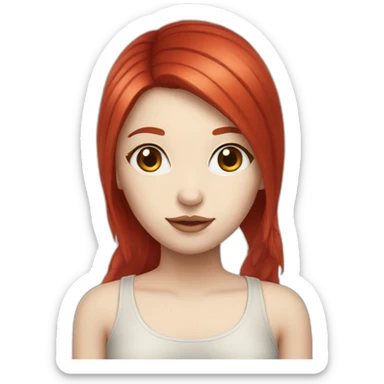 Girl with white skin and cherry red hair and black eyes sticker