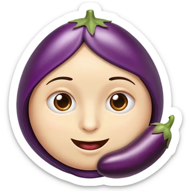 face eating an aubergine (eggplant) sticker
