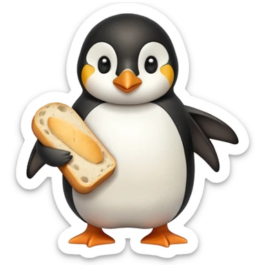 a penguin holding a loaf sticker