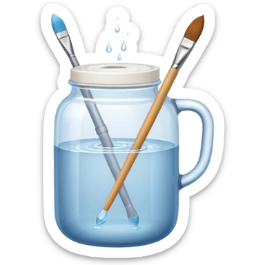 Water jar for brushes sticker