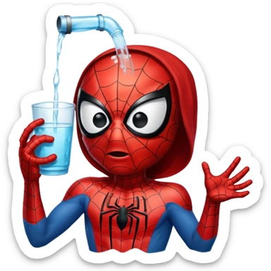 emoji de spiderman tomando agua sticker