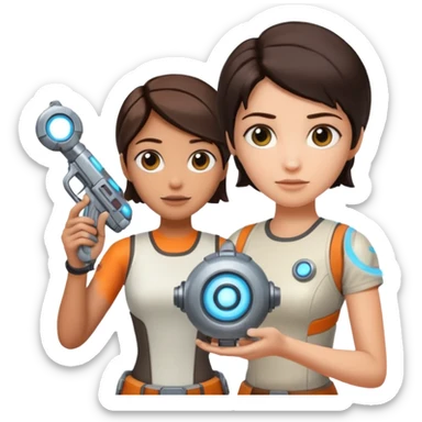 Chell portal gun wheatley sticker