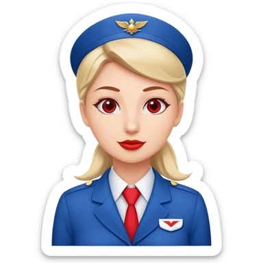 Azafata de avión vestida de rojo y azul sticker