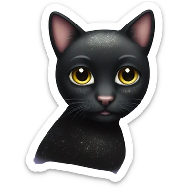 Black glittery shimmery cat sticker