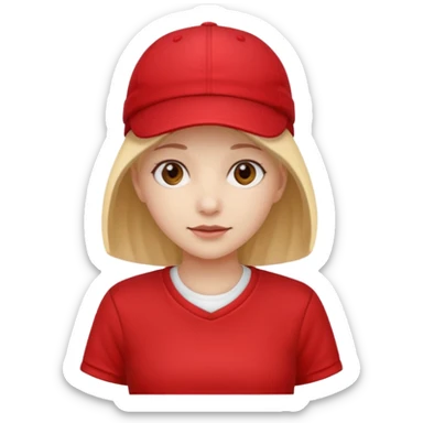 red tennis hat and red tshirt girl sticker