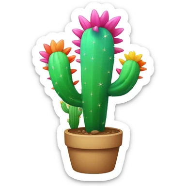 Rainbow cactus sticker